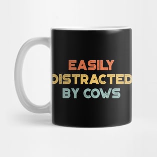 Easily Distracted By Cows Funny Vintage Retro (Sunset) Mug